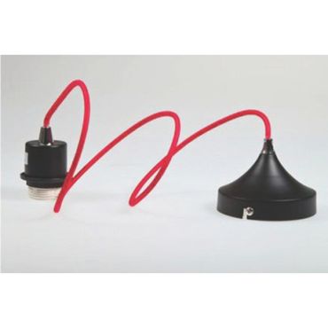 Artdelight Iron - lampe suspendue - Ø 12 x 120 cm - noir et rouge