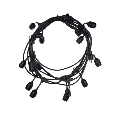 Century Italia Fiesta - guirlande lumineuse de 9,27 m dont 0,6 m de câble - 15 x E27 (hors ampoules) - IP44 - noir
