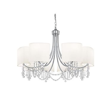 Searchlight Nina - lustre - Ø 75 x 106 cm - chrome et blanc