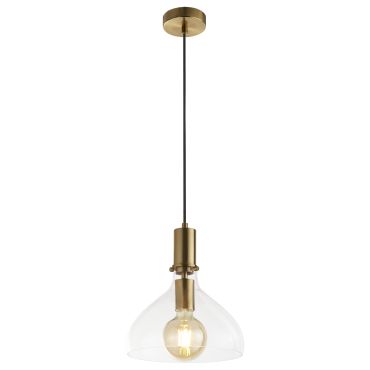 Searchlight Margarita - lampe suspendue - Ø 25 x 120 cm - laiton et transparent