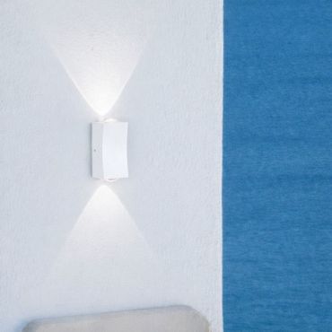 Nova Luce Dewei - applique murale extérieure - 5 x 9 x 4 cm - 2 x 2W LED inclus - IP54 - blanc sablé