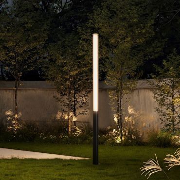 Nova Luce Iman - poteau de jardin - Ø 16 x 205 cm - 43W LED inclus - IP65 - noir sablé