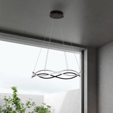 Nova Luce Jinal – suspension – Ø 80 x 120 cm – LED 57W dimmable inclus – noir sable