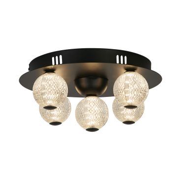 Searchlight Asteroid - plafonnier - Ø 33 x 16 cm - 21W LED dimmable inclus - noir