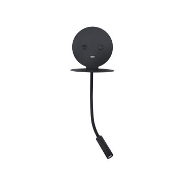 Nova Luce Eclip - applique murale avec interrupteur et chargeur USB - 15 x 19,5 x 50 cm - 6W + 3W LED inclus - noir
