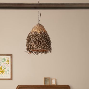 Nova Luce Hay - lampe suspendue - Ø 61 x 200 cm - joncs de mer naturel et noir