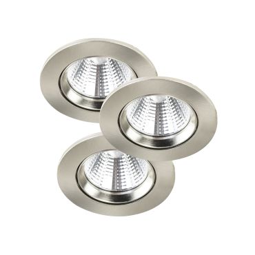 Nordlux Fremont - set de 3 - Ø 85 mm, Ø 72 mm encastré - 5,5W LED dimmable inclus - IP23 - acier brossé