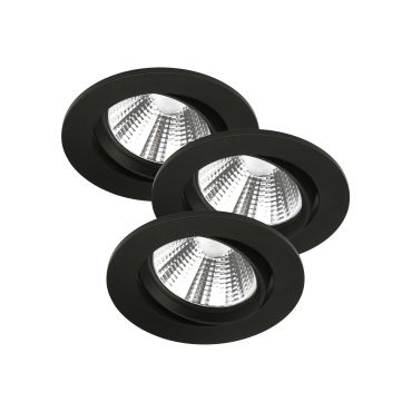 Nordlux Fremont - set de 3 - Ø 85 mm, Ø 72 mm encastrable - 5,5W LED dimmable inclus - IP23 - noir