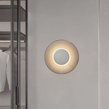 Nova Luce Esti - applique murale - Ø 32 x 7 cm - 17W LED inclus - nickel brossé et verre fumé