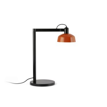 Faro Tatawin - lampe de table - 25 x 45,4 x 57,5 cm - noir satiné et orange rougeâtre brillant