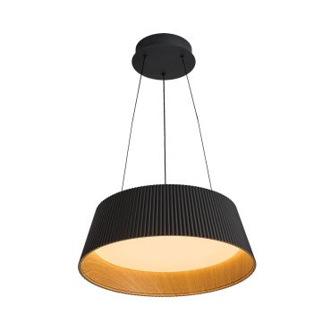 VK Lighting Aelia - lampe suspendue - Ø 46 x 150 cm - 30W dimmable LED inclus - noir et bois