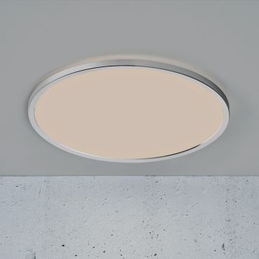 Nordlux Oja - plafonnier de salle de bains - Ø 43 x 2,5 cm - 3 niveaux Moodmaker Fonction SceneSelect (3000K-4000K) - 19W LED inclus - IP54 - chrome