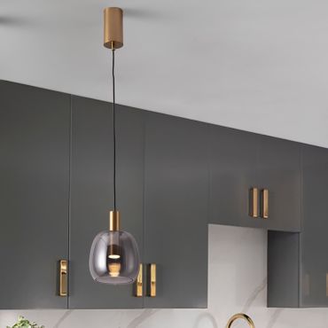 Nova Luce Imatia - lampe suspendue - Ø 16 x 215 cm - 7W LED inclus - laiton doré et verre fumé