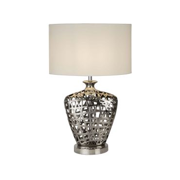 Searchlight Network - lampe à poser - 36 x 20,5 x 57 cm - chrome et blanc
