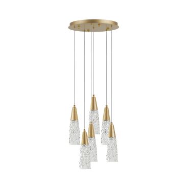 Nova Luce Kovac - lampe suspendue - Ø 35 x 180 cm - or brossé et transparent