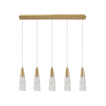 Nova Luce Kovac - lampe suspendue - 80 x 10 x 180 cm - or brossé et transparent