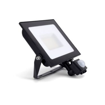 Integral LED Compact Slim - projecteur avec détecteur - 19,8 x 16,7 x 7,9 cm - 50W LED incl. - IP65 - noir - blanc (4000K)