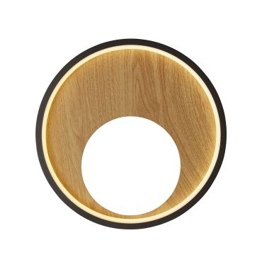 Searchlight Curio - applique murale - Ø 30 cm - 11W LED inclus - noir et bois