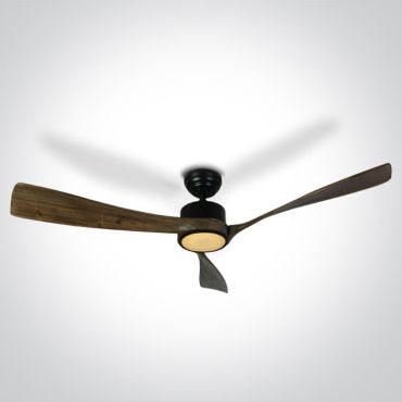 ONE Light Black Body Rod - ventilateur de plafond avec lumière et télécommande - Ø 132 x 35 cm - noir et brun foncé