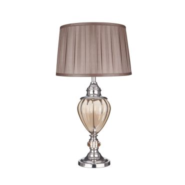 Searchlight Greyson - lampe à poser - Ø 38 x 68 cm - chrome et brun