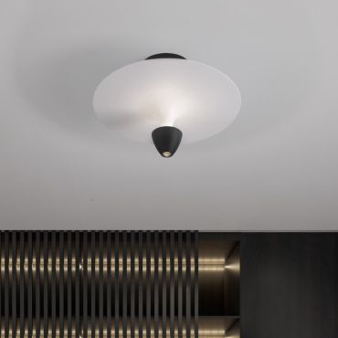 Nova Luce Luet - plafonnier - Ø 34 x 24 cm - 11W LED inclus - noir sablé et blanc