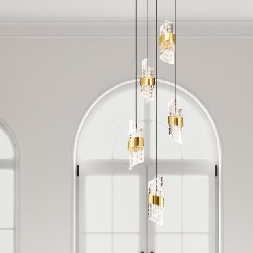 Nova Luce Seneca - lampe suspendue - Ø 30 x 150 cm - 41W LED inclus - or et noir
