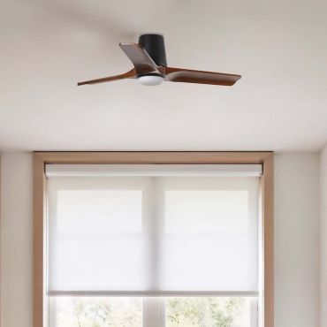 Faro Heywood Tub S - ventilateur de plafond avec lumière - Ø 90 cm - noir mat et noyer
