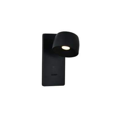 VK Lighting Pop - applique murale avec port USB - 6,8 x 14 cm - 5,8W LED inclus - noir
