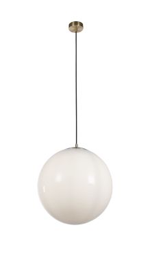 Searchlight Atom II - lampe suspendue - Ø 40 x 120 cm - laiton satiné et opale