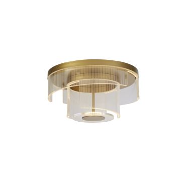 Searchlight Deco - plafonnier - Ø 40 x 20 cm - 30W LED dimmable inclus - or et transparent
