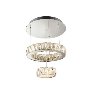 Searchlight Clover - lampe suspendue - Ø 35 x 70 cm - 28W LED inclus - chrome