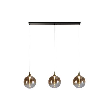 Searchlight Alchemy - lampe suspendue - 68 x 150 cm - 13W LED dimmable inclus - noir, or et ambre