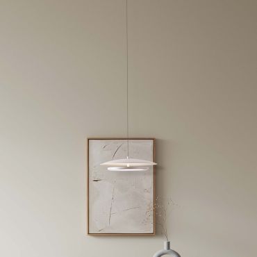 Nova Luce Olos - lampe suspendue - Ø 35 x 120 cm - 21W dimmable LED inclus - blanc sablé et miroir chromé