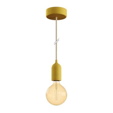 Creative Cables Eiva Pastel - suspension extérieure avec fixation plafond en silicone - Ø 12,5 x 164,5 cm - IP65 - jaune moutarde