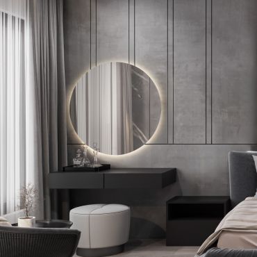 Nova Luce Dab - miroir avec éclairage - Ø 80 x 3 cm - 42W LED inclus - IP44 - argent