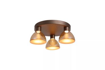 Searchlight Cannes - Plafonnier - Ø 47 x 17,1 cm - LED dimmable 21W incluse - brun café et ambre