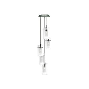 Searchlight Duo 1 - lampe suspendue - Ø 28 x 120 cm - chrome et transparent