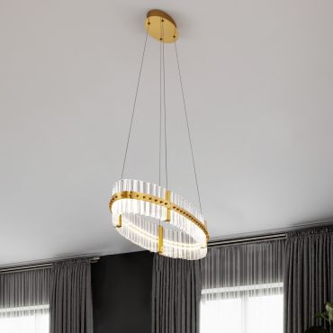 Nova Luce Kezo - lampe suspendue - Ø 90 x 130 cm - 45W dimmable LED incl. - or
