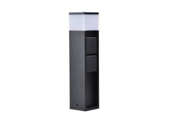 Lutec Mains - poteau de jardin avec prises - 8 x 8 x 37 cm - 7W LED inclus - IP54 - noir
