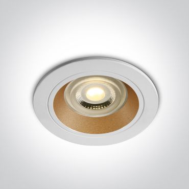 ONE Light Recessed Spots Fixed - spot encastrable - Ø 92 mm, Ø 78 mm taille d'encastrement - blanc et laiton
