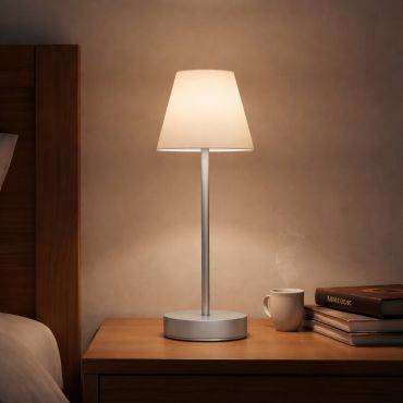 New Garden Lola Slim 30 - lampe de table rechargeable avec variateur tactile - Ø 11 x 32 cm - 1,9W LED dimmable inclus - IP44 - gris - couleur de lumière blanche
