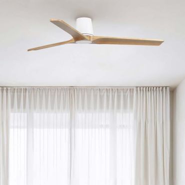 Faro Heywood Tub L - ventilateur de plafond - Ø 90 cm - blanc mat et pino