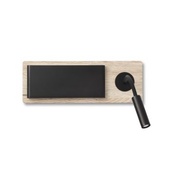 Faro Mood - applique murale avec liseuse - 37 x 13 x 5 cm - 6W LED inclus - noir &amp; bois
