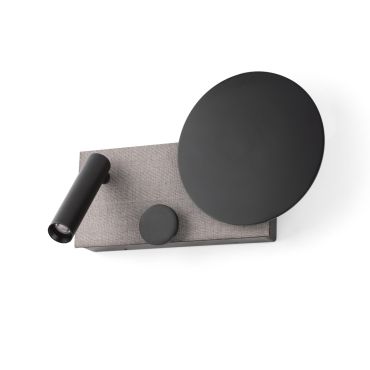 Faro Klee - applique murale avec liseuse - 27 x 16 x 3 cm - 10W LED dimmable inclus - noir &amp; gris
