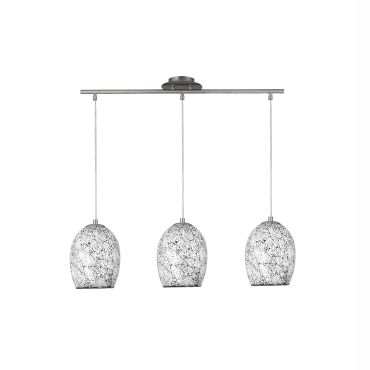 Searchlight Crackle - lampe suspendue - 75 x 18 x 147 cm - verre craquelé blanc