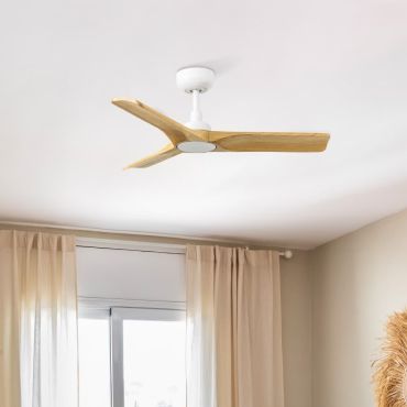 Faro Heywood S - ventilateur de plafond - Ø 90 cm - blanc mat et pin
