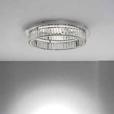 Nova Luce Aurelia - plafonnier - Ø 60 x 12 cm - 41W LED dimmable inclus - chrome