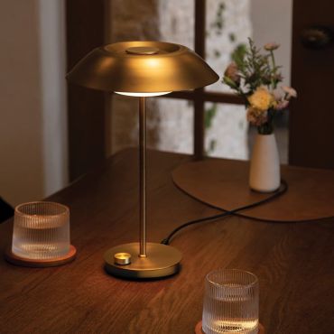 VK lighting Mira - lampe de table - Ø 26 x 36 cm - 8W LED inclus - laiton mat