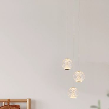 Lucide Cintra - lampe suspendue - 11 x 25 x 150 cm - 3 x 4,7W LED inclus - transparent et doré