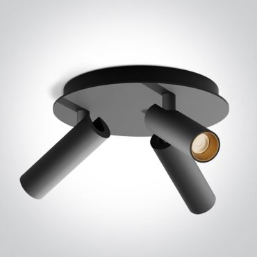 One Light Applique et Plafonnier LED - spot en saillie 3L - Ø 17 x 12 cm - 3 x 5W LED inclus - noir
